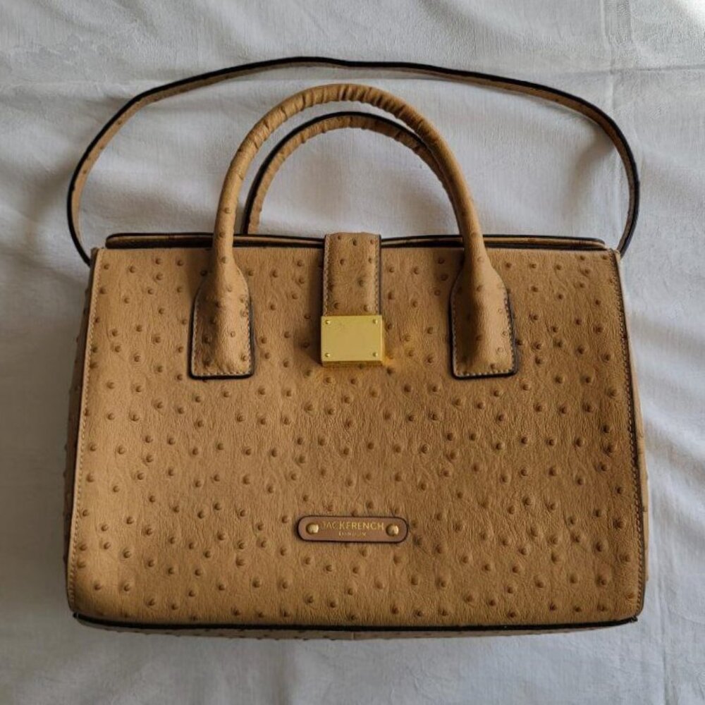 Jack French London Ostrich Leather Hand Bag NWOT